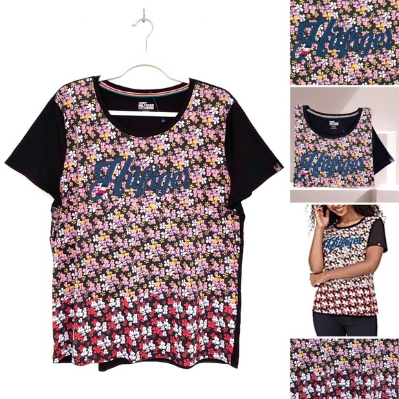 Tommy Hilfiger Tops - Tommy Hilfiger Denim Embroidered Logo Graphic T-Shirt Ditsy Floral Short Sleeves